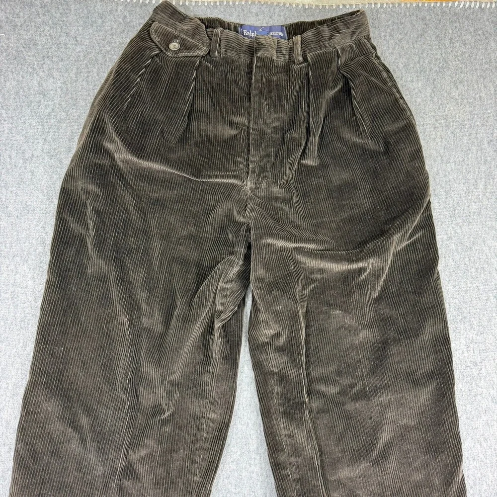 Ralph Lauren Kids Size 6 Brown Corduroy Pleated Cuffed Trousers Made in USA